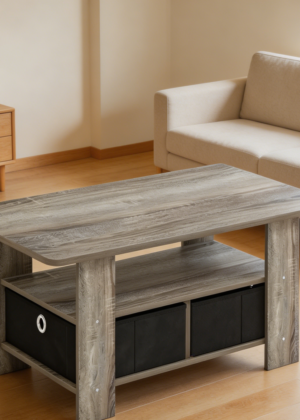 Coffee Table with Bin Drawer French Oak Grey/Black