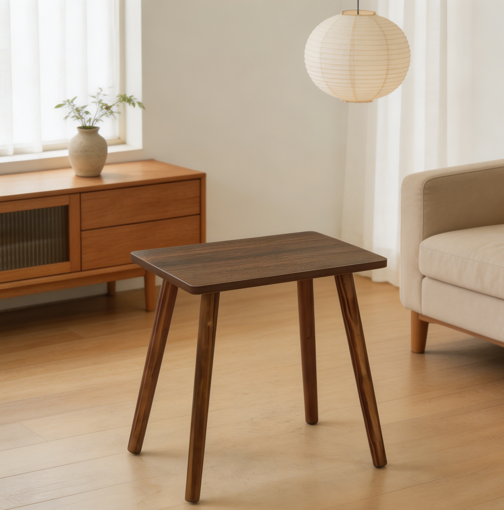 Small Solid Wood Side Table Rustic Brown - Image 2