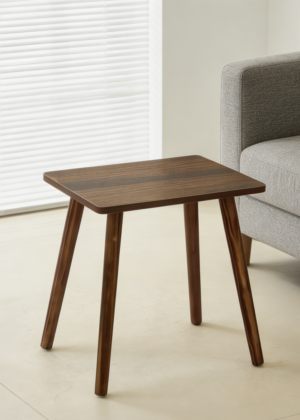 Small Solid Wood Side Table Rustic Brown