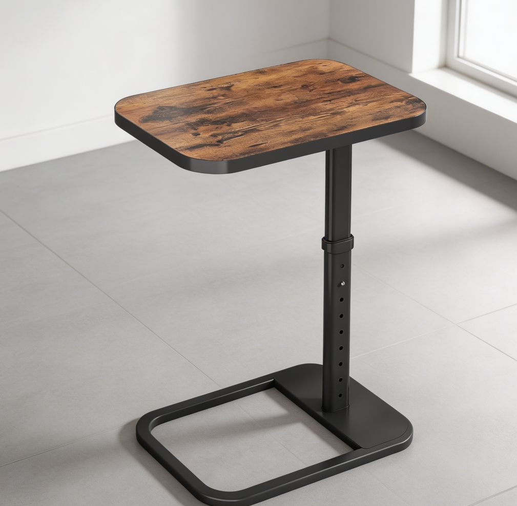 Adjustable Height Flip-Top C-Shape TV Tray Table Rounded Corners - Image 2