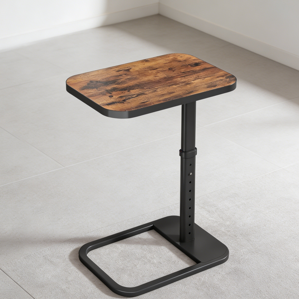 Adjustable Height Flip-Top C-Shape TV Tray Table Rounded Corners